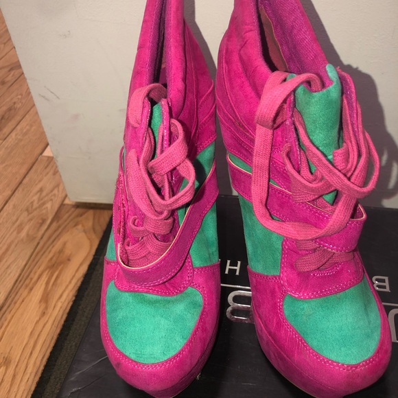 Rose pink suede sneaker heels - Picture 8 of 8